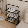 Contemporary iron shoe rack 3-tier minimalist front view