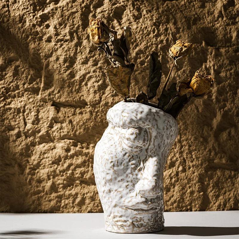 Contemporary ceramic face vase front view