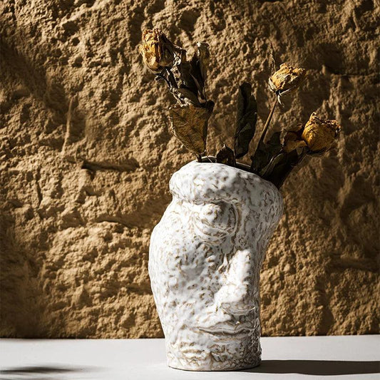 Contemporary ceramic face vase front view