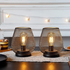 Contemporary Cordless Iron Mesh Lamp Set of 2 for Indoor & | Ridorn-Lamps-Ridorn