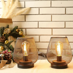 Contemporary Cordless Iron Mesh Lamp Set of 2 for Indoor & | Ridorn-Lamps-Ridorn