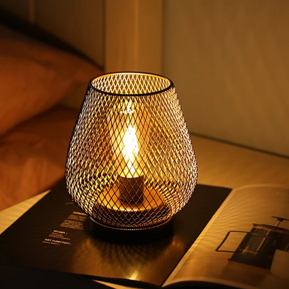 Contemporary Cordless Iron Mesh Lamp Set of 2 for Indoor & | Ridorn-Lamps-Ridorn