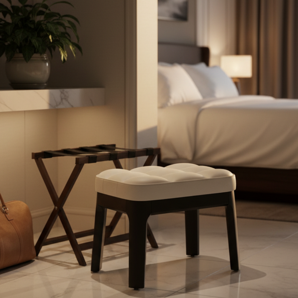 Contemporary Minimalist Low Stool with PU Leather Upholstery | Ridorn-Stools-Ridorn