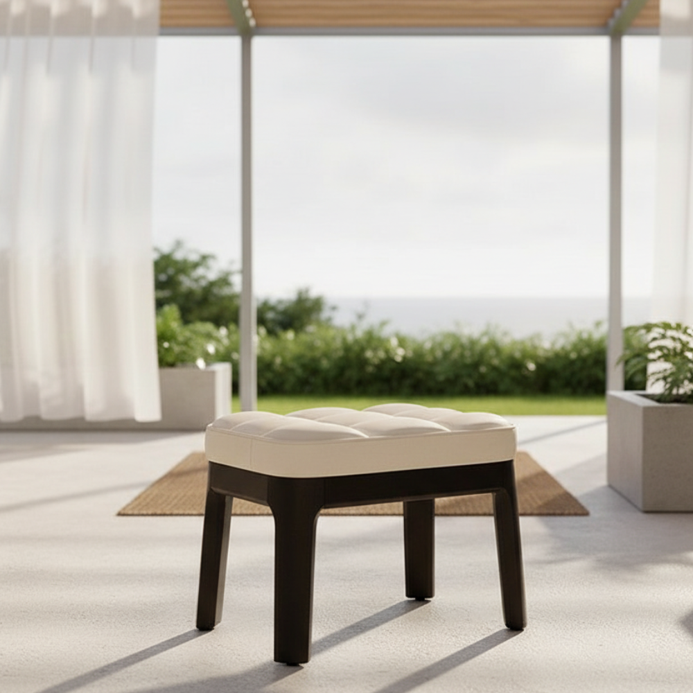 Contemporary Minimalist Low Stool with PU Leather Upholstery | Ridorn-Stools-Ridorn