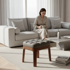 Contemporary Minimalist Low Stool with PU Leather Upholstery | Ridorn-Stools-Ridorn