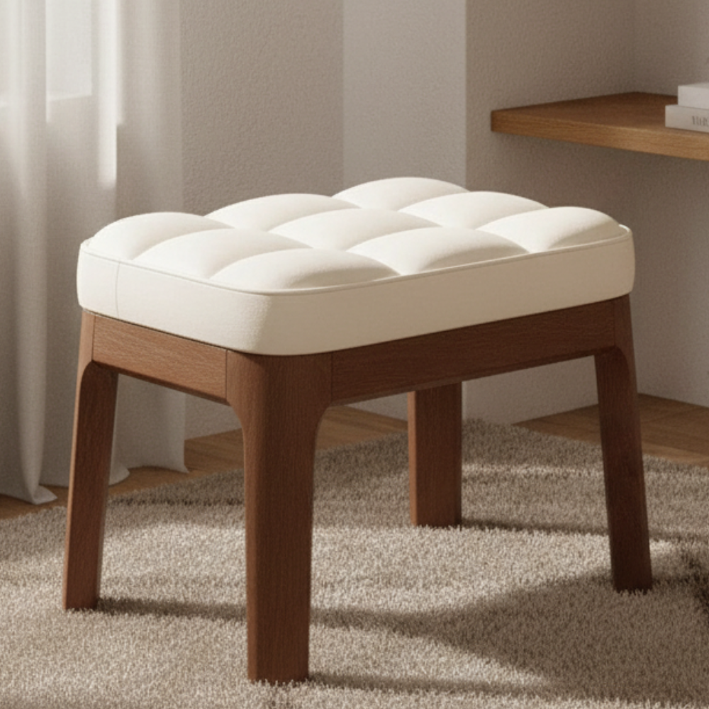 Contemporary low stool PU leather upholstery front view