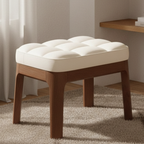 Contemporary low stool PU leather upholstery front view