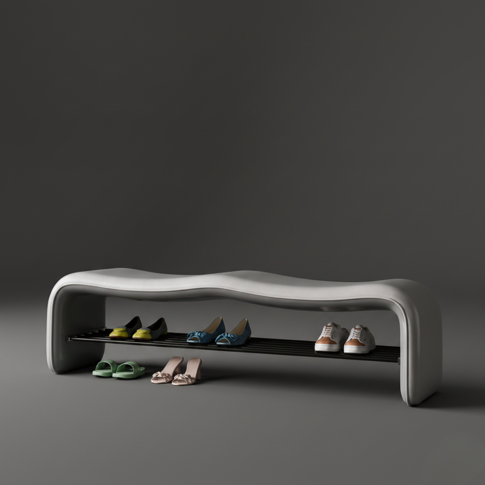 Contemporary Minimalist Shoe Bench with Storage and Metal | Ridorn-Benches-Ridorn