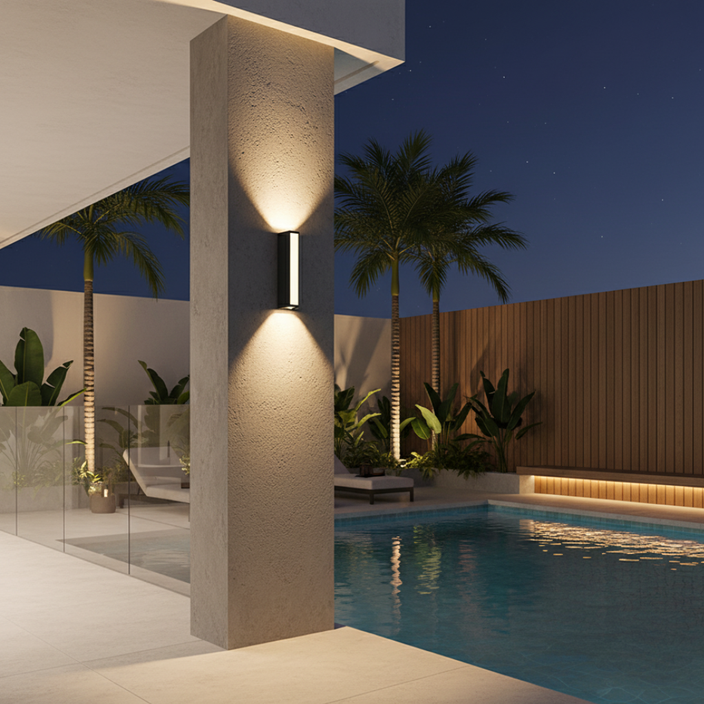 Contemporary Three-Way Outdoor Wall Light Fixture for Patios | Ridorn