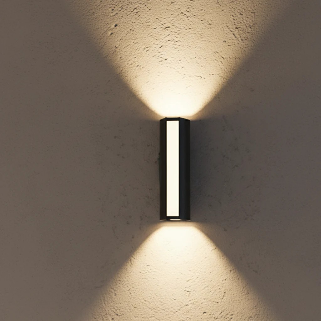 Outdoor wall light fixture contemporary three-way front view