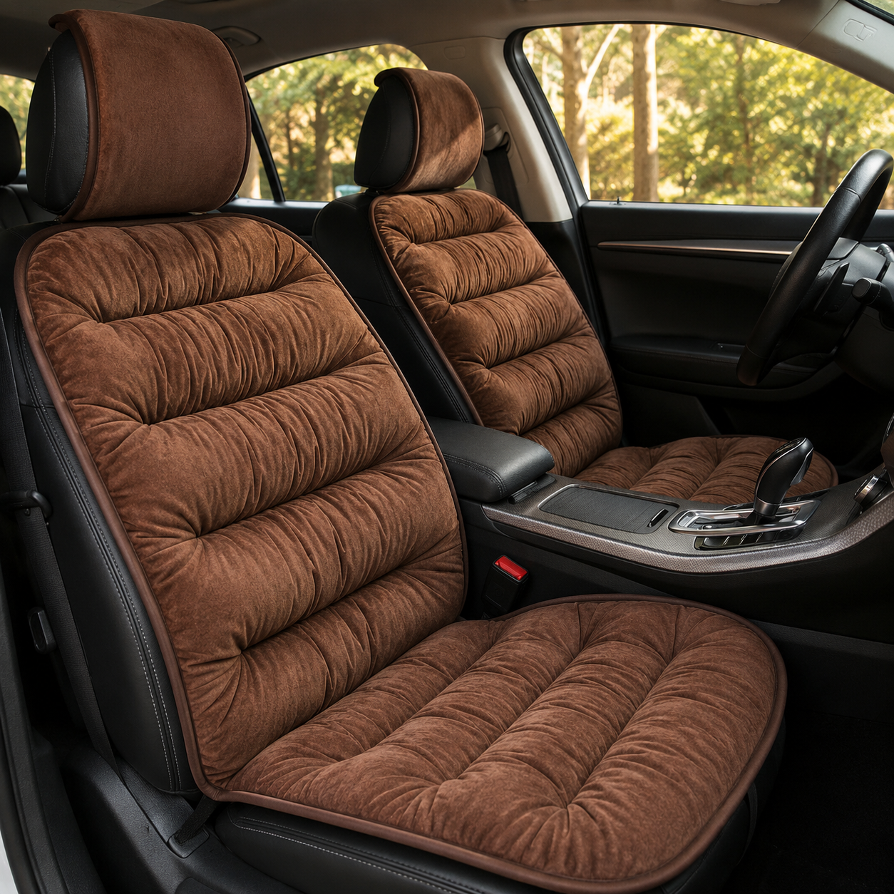 Cushioned Car Seat Cover, Ultra-Comfort Padded Front Seat Protector for Long Drives