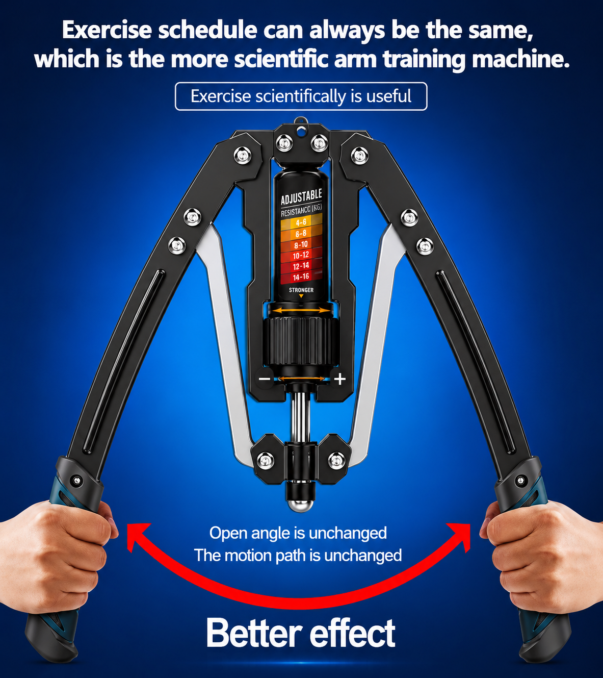 Adjustable Hydraulic Arm Trainer, 10-200 kg Resistance Upper Body Exerciser for Arms & Chest