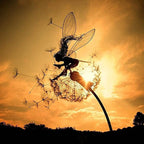Dancing Fairy Garden Statue, Moving Steel Sculpture Ornament for Yard & Outdoor Decor-Ridorn