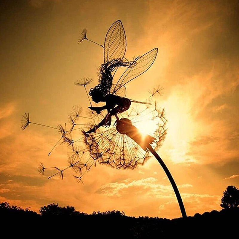 Dancing Fairy Garden Statue, Moving Steel Sculpture Ornament for Yard & Outdoor Decor-Ridorn