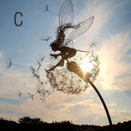 Dancing Fairy Garden Statue, Moving Steel Sculpture Ornament for Yard & Outdoor Decor-Ridorn