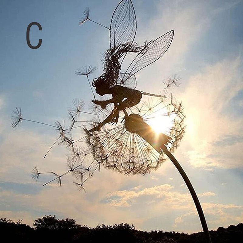 Dancing Fairy Garden Statue, Moving Steel Sculpture Ornament for Yard & Outdoor Decor-Ridorn