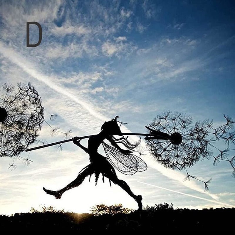 Dancing Fairy Garden Statue, Moving Steel Sculpture Ornament for Yard & Outdoor Decor-Ridorn