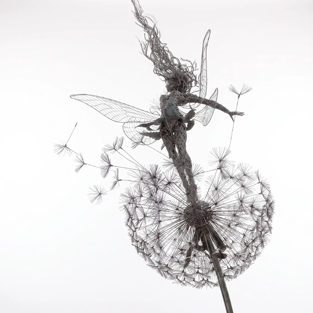Dancing Fairy Garden Statue, Moving Steel Sculpture Ornament for Yard & Outdoor Decor-Ridorn