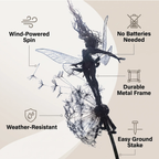 Dancing Fairy Garden Statue, Moving Steel Sculpture Ornament for Yard & Outdoor Decor-Ridorn