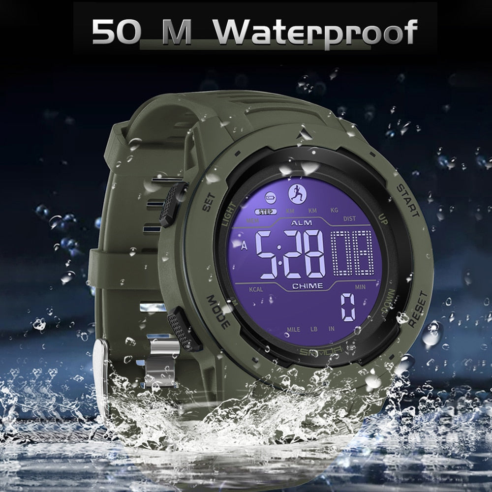 Digital Pedometer Watch, Waterproof Sports Wristwatch with Step Counter-Ridorn