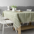 Dining Room Elegant Tablecloth | Striped Design with Tassel Lace | Ridorn-Table Linen-Ridorn