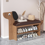 Dog-Shaped Shoe Storage Bench with Bamboo Base for Entryway | Ridorn-Benches-Ridorn