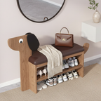 Dog-Shaped Shoe Storage Bench with Bamboo Base for Entryway | Ridorn-Benches-Ridorn
