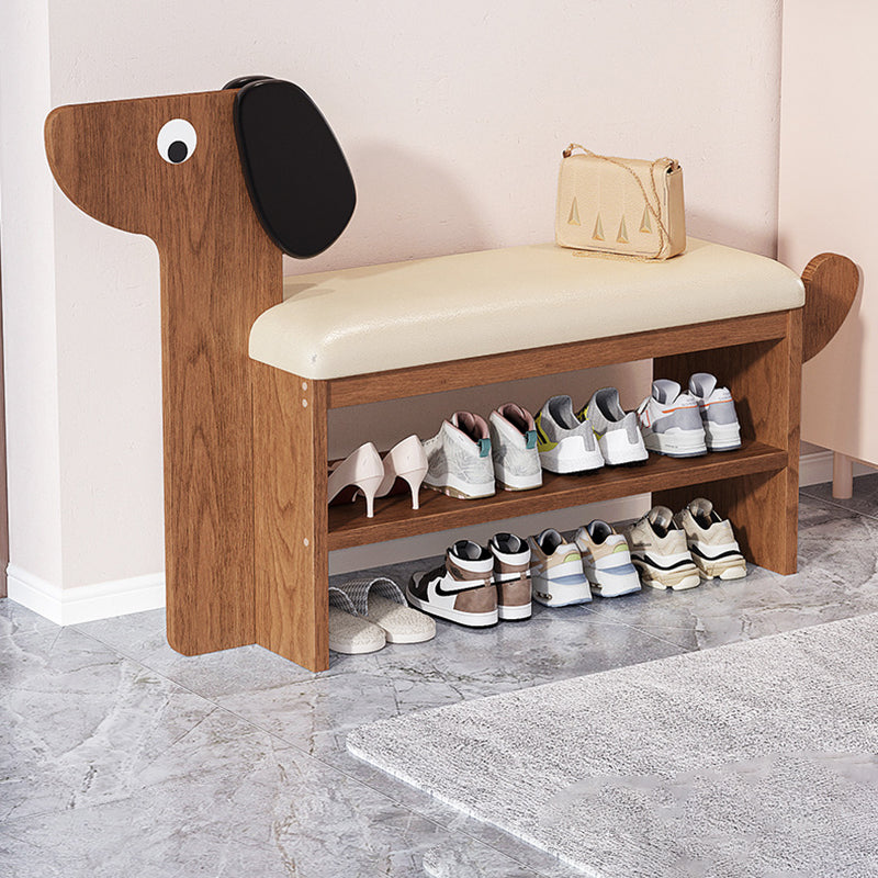 Dog-Shaped Shoe Storage Bench with Bamboo Base for Entryway | Ridorn-Benches-Ridorn