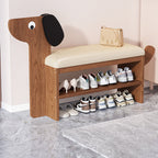 Dog-Shaped Shoe Storage Bench with Bamboo Base for Entryway | Ridorn-Benches-Ridorn