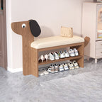 Dog-Shaped Shoe Storage Bench with Bamboo Base for Entryway | Ridorn-Benches-Ridorn