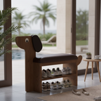 Dog-Shaped Shoe Storage Bench with Bamboo Base for Entryway | Ridorn-Benches-Ridorn