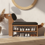 Dog-Shaped Shoe Storage Bench with Bamboo Base for Entryway | Ridorn-Benches-Ridorn
