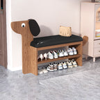 Dog-Shaped Shoe Storage Bench with Bamboo Base for Entryway | Ridorn-Benches-Ridorn