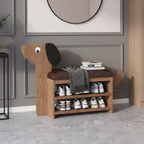Dog-Shaped Shoe Storage Bench with Bamboo Base for Entryway | Ridorn-Benches-Ridorn