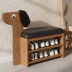 Dog-Shaped Shoe Storage Bench with Bamboo Base for Entryway | Ridorn-Benches-Ridorn