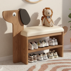 Dog-Shaped Shoe Storage Bench with Bamboo Base for Entryway | Ridorn-Benches-Ridorn