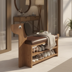 Dog-Shaped Shoe Storage Bench with Bamboo Base for Entryway | Ridorn-Benches-Ridorn