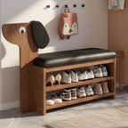 Dog-Shaped Shoe Storage Bench with Bamboo Base for Entryway | Ridorn-Benches-Ridorn