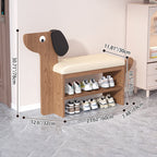 Dog-Shaped Shoe Storage Bench with Bamboo Base for Entryway | Ridorn-Benches-Ridorn