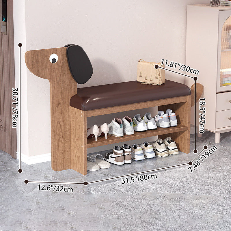 Dog-Shaped Shoe Storage Bench with Bamboo Base for Entryway | Ridorn-Benches-Ridorn
