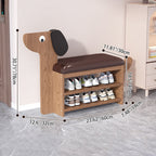 Dog-Shaped Shoe Storage Bench with Bamboo Base for Entryway | Ridorn-Benches-Ridorn