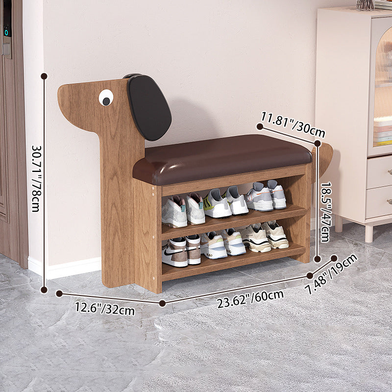 Dog-Shaped Shoe Storage Bench with Bamboo Base for Entryway | Ridorn-Benches-Ridorn