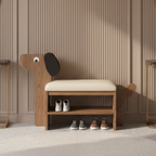 Dog-Shaped Shoe Storage Bench with Bamboo Base for Entryway | Ridorn-Benches-Ridorn
