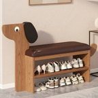 Dog-Shaped Shoe Storage Bench with Bamboo Base for Entryway | Ridorn-Benches-Ridorn