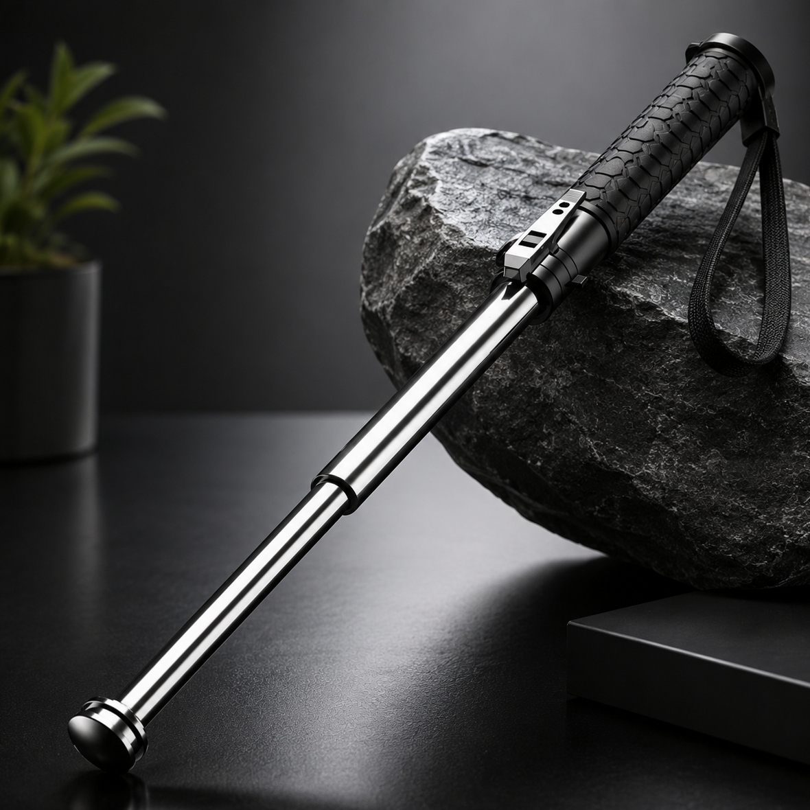 Extendable Hiking Walking Stick, Automatic Telescopic Trekking Pole with Anti-Slip Grip
