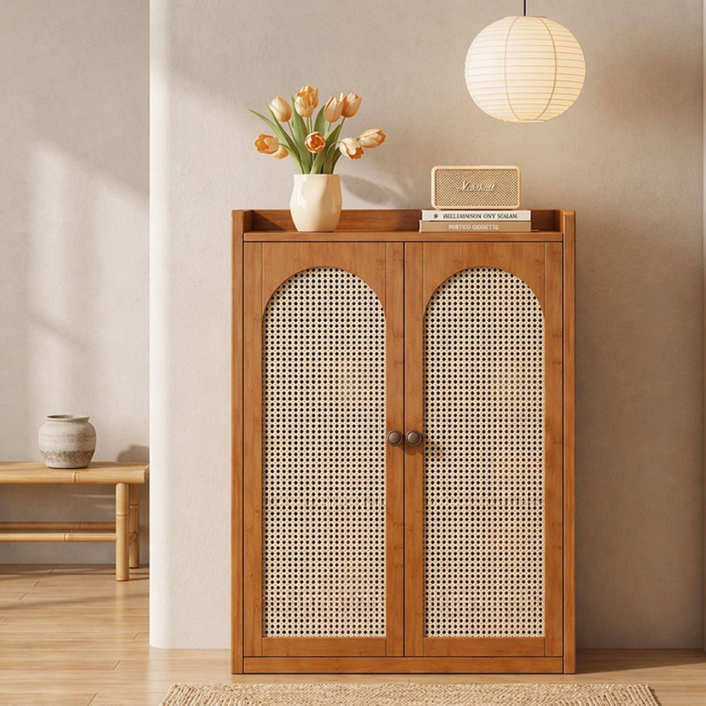 Eco-Friendly Bamboo Multi-Tier Shoe Storage Cabinet, 6-8 | Ridorn-Shoe Storage Cabinets-Ridorn
