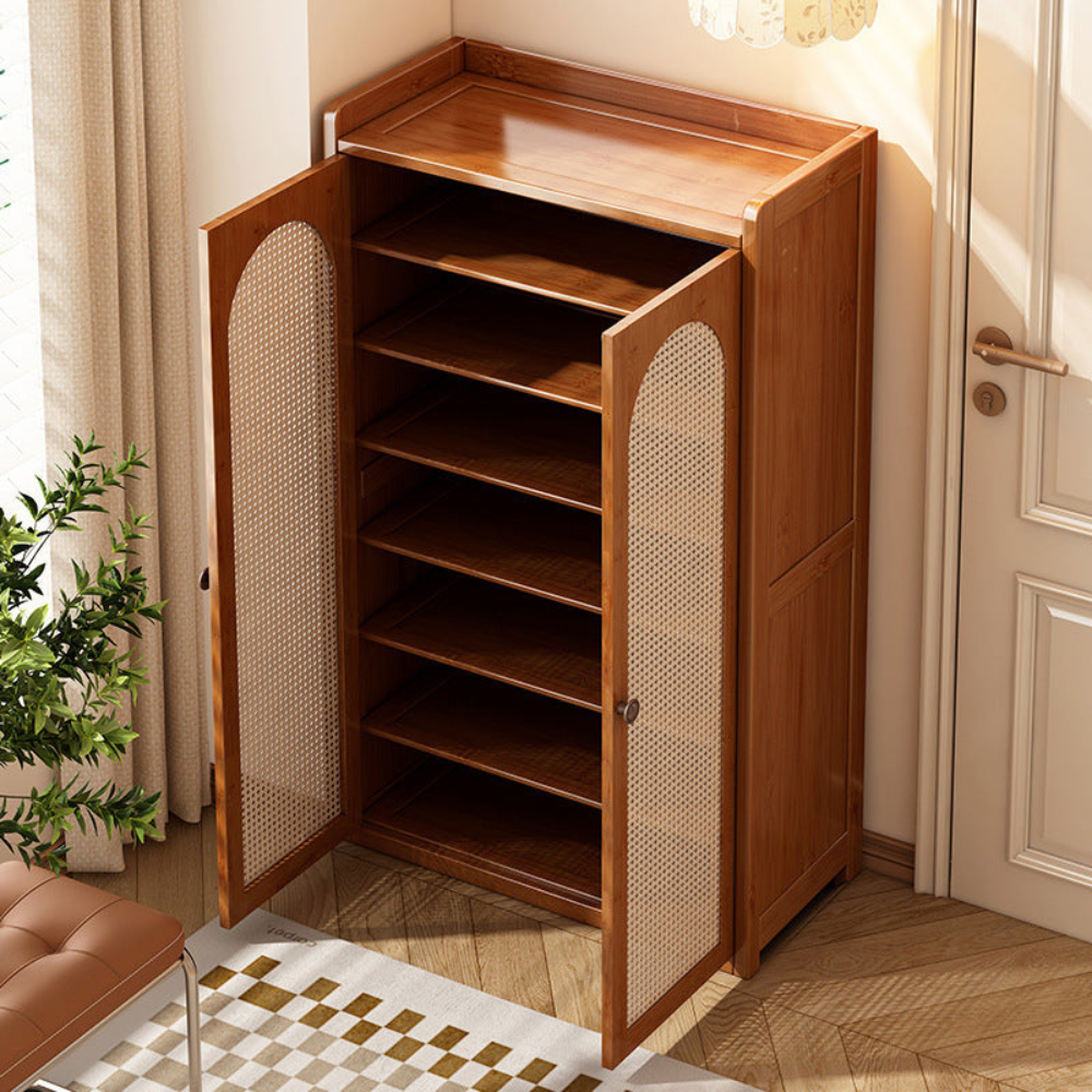 Eco-Friendly Bamboo Multi-Tier Shoe Storage Cabinet, 6-8 | Ridorn-Shoe Storage Cabinets-Ridorn