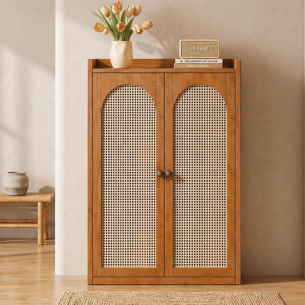 Eco-Friendly Bamboo Multi-Tier Shoe Storage Cabinet, 6-8 | Ridorn-Shoe Storage Cabinets-Ridorn