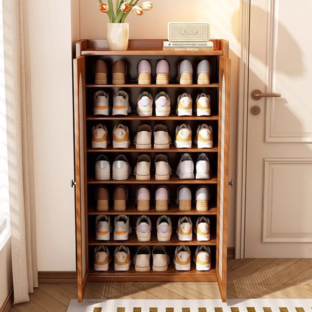 Eco-Friendly Bamboo Multi-Tier Shoe Storage Cabinet, 6-8 | Ridorn-Shoe Storage Cabinets-Ridorn