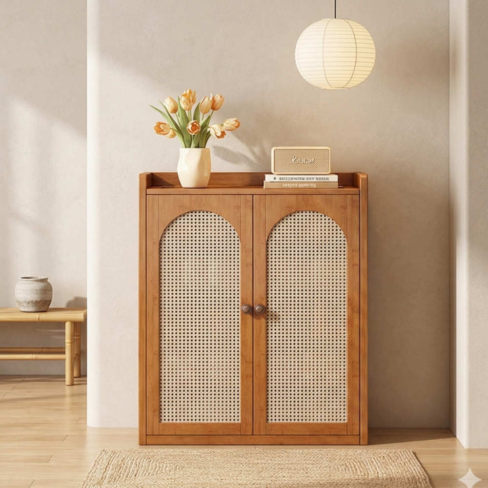 Eco-Friendly Bamboo Multi-Tier Shoe Storage Cabinet, 6-8 | Ridorn-Shoe Storage Cabinets-Ridorn